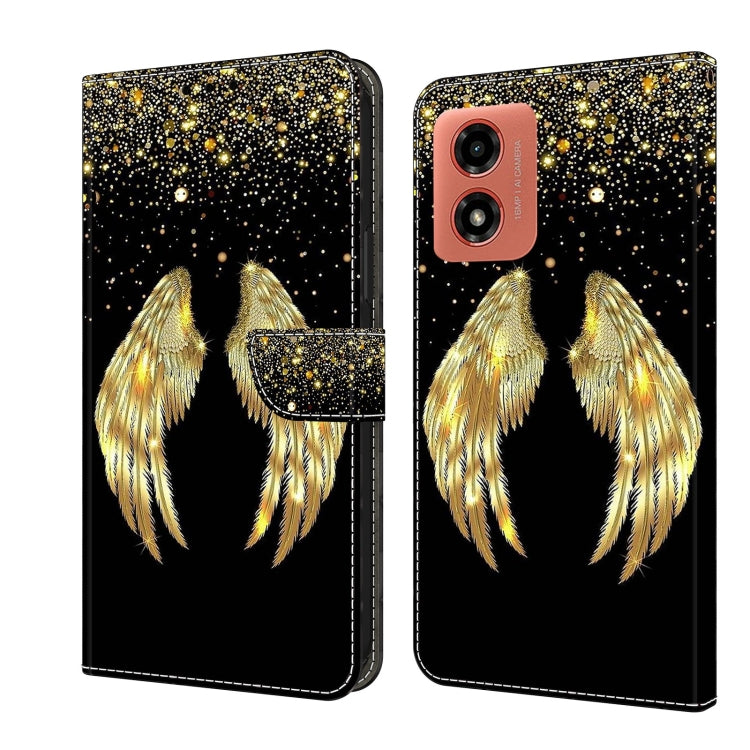 For Motorola Moto G04 Crystal 3D Shockproof Protective Leather Phone Case(Golden Wings) - Motorola Cases by buy2fix | Online Shopping UK | buy2fix