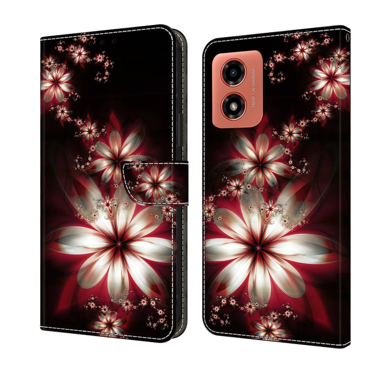 For Motorola Moto G04 Crystal 3D Shockproof Protective Leather Phone Case(Fantastic Flower) by buy2fix