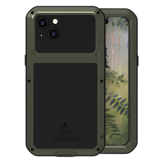 For iPhone 15 Plus LOVE MEI Metal Shockproof Life Waterproof Dustproof Phone Case(Army Green)