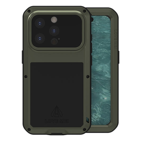 For iPhone 15 Pro LOVE MEI Metal Shockproof Life Waterproof Dustproof Phone Case(Army Green) - iPhone 15 Pro Cases by LOVE MEI | Online Shopping UK | buy2fix