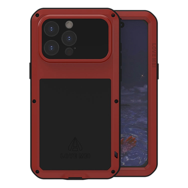 For iPhone 15 Pro Max LOVE MEI Metal Shockproof Life Waterproof Dustproof Phone Case(Red) - iPhone 15 Pro Max Cases by LOVE MEI | Online Shopping UK | buy2fix