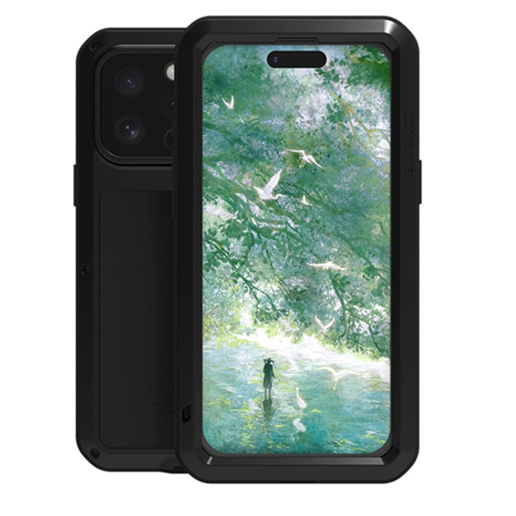 For iPhone 16 Pro Max LOVE MEI Metal Shockproof Life Waterproof Dustproof Phone Case(Black) - iPhone 16 Pro Max Tempered Glass by LOVE MEI | Online Shopping UK | buy2fix