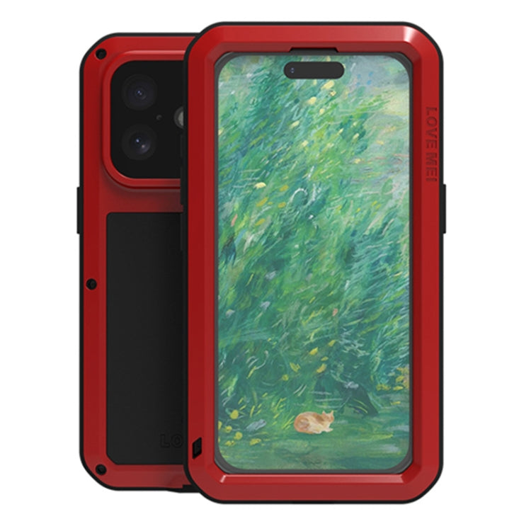 For iPhone 16 LOVE MEI Metal Shockproof Life Waterproof Dustproof Phone Case(Red) - iPhone 16 Cases by LOVE MEI | Online Shopping UK | buy2fix