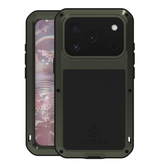 For iPhone 18 Pro / 17 Pro LOVE MEI Metal Shockproof Life Waterproof Dustproof Phone Case(Army Green)