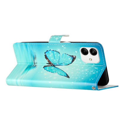 For Samsung Galaxy A05 Colored Drawing Leather Phone Case(Blue Butterfly) by buy2fix