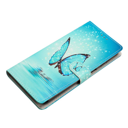 For Samsung Galaxy A05 Colored Drawing Leather Phone Case(Blue Butterfly) by buy2fix