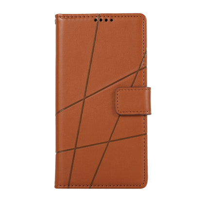 For OnePlus 11 PU Genuine Leather Texture Embossed Line Phone Case(Brown) - OnePlus Cases by buy2fix | Online Shopping UK | buy2fix