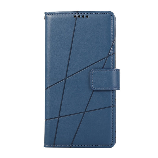 For iPhone 16 Pro Max PU Genuine Leather Texture Embossed Line Phone Case(Blue) by buy2fix