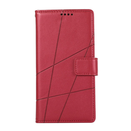 For iPhone 16 Pro Max PU Genuine Leather Texture Embossed Line Phone Case(Red) by buy2fix