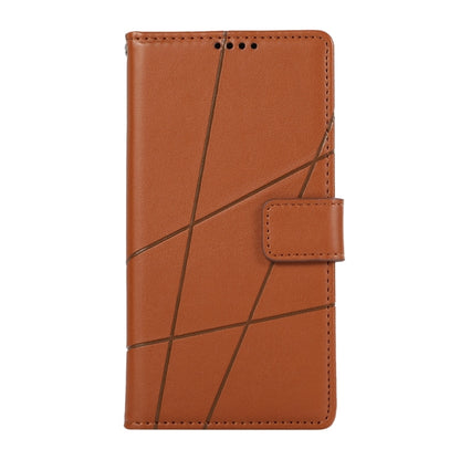 For iPhone 16 Plus PU Genuine Leather Texture Embossed Line Phone Case(Brown) by buy2fix