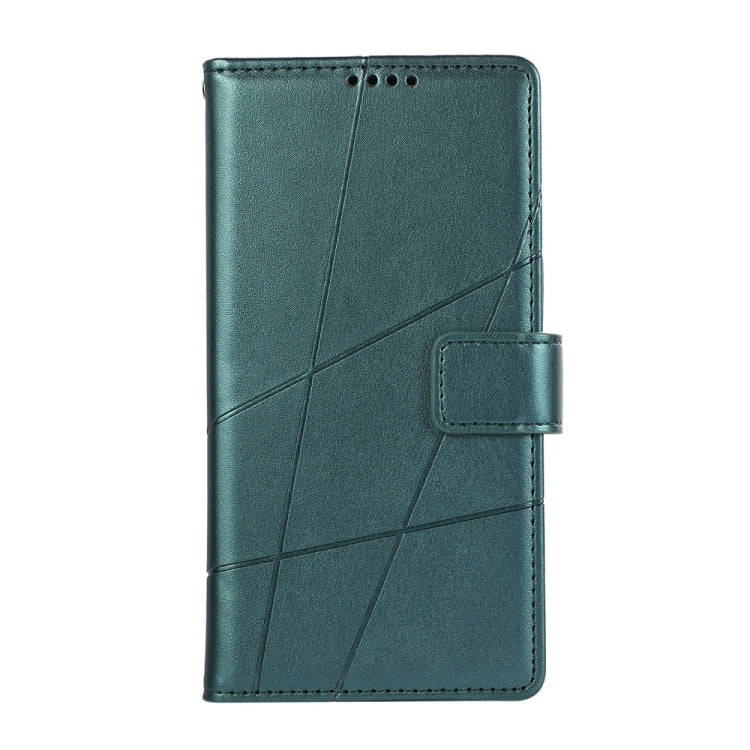 For iPhone 16 PU Genuine Leather Texture Embossed Line Phone Case(Green) - iPhone 16 Cases by buy2fix | Online Shopping UK | buy2fix