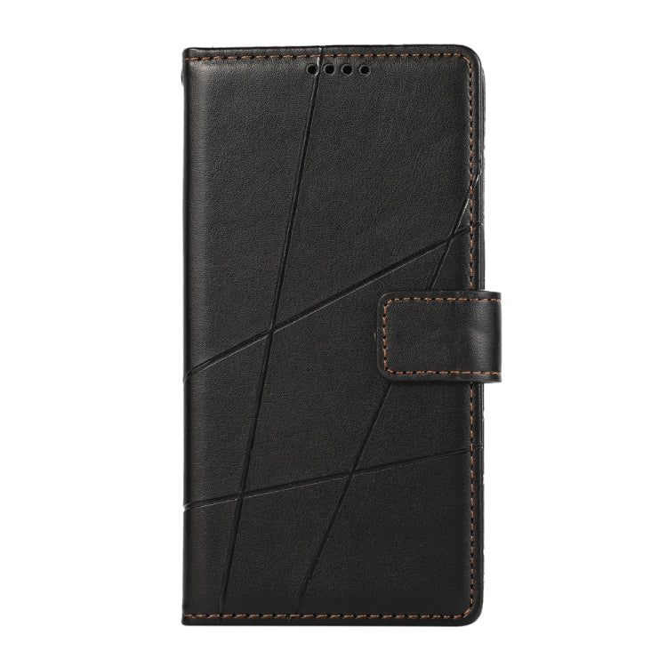 For iPhone 16e PU Genuine Leather Texture Embossed Line Phone Case(Black) by buy2fix