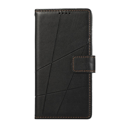For iPhone 16e PU Genuine Leather Texture Embossed Line Phone Case(Black) by buy2fix