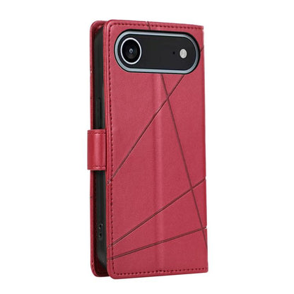 For iPhone Air PU Genuine Leather Texture Embossed Line Phone Case(Red) - iPhone Air Cases by buy2fix | Online Shopping UK | buy2fix