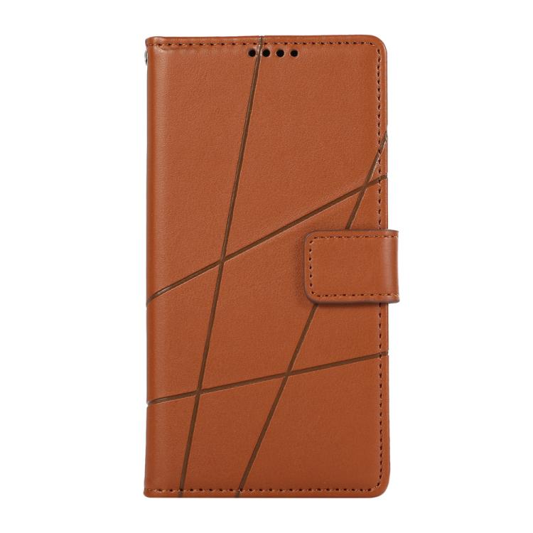 For iPhone Air PU Genuine Leather Texture Embossed Line Phone Case(Brown) - iPhone Air Cases by buy2fix | Online Shopping UK | buy2fix