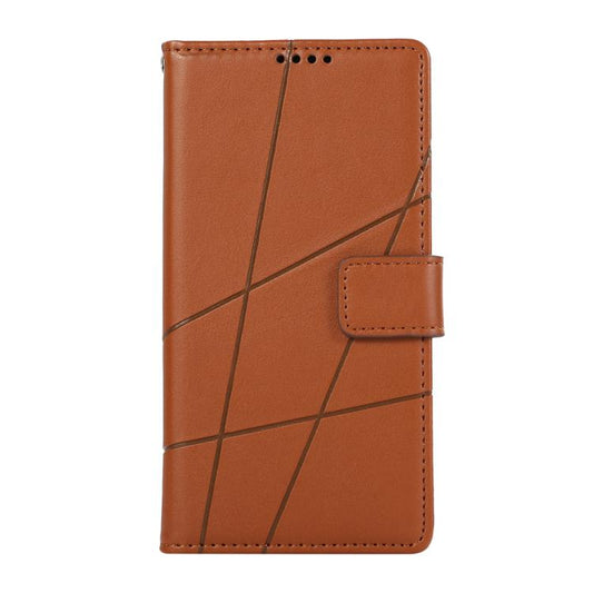 For iPhone Air PU Genuine Leather Texture Embossed Line Phone Case(Brown) - iPhone Air Cases by buy2fix | Online Shopping UK | buy2fix