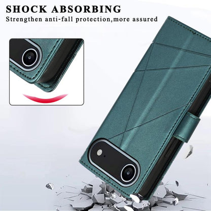 For iPhone Air PU Genuine Leather Texture Embossed Line Phone Case(Green) - iPhone Air Cases by buy2fix | Online Shopping UK | buy2fix