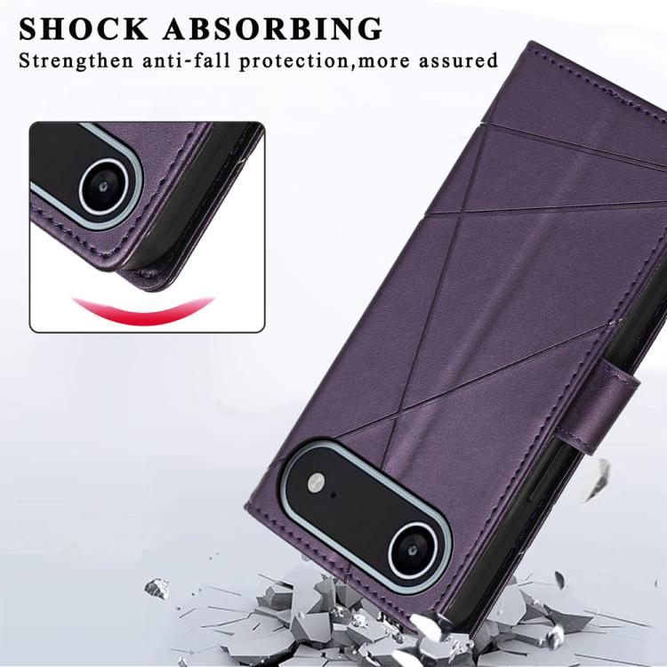 For iPhone Air PU Genuine Leather Texture Embossed Line Phone Case(Purple) - iPhone Air Cases by buy2fix | Online Shopping UK | buy2fix