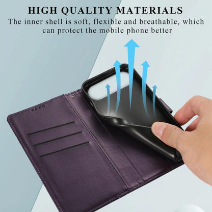 For iPhone Air PU Genuine Leather Texture Embossed Line Phone Case(Purple) - iPhone Air Cases by buy2fix | Online Shopping UK | buy2fix