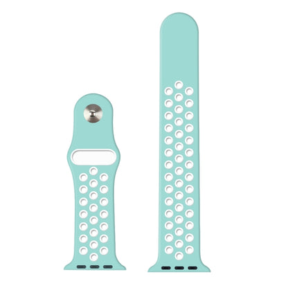 For Apple Watch Series 7 41mm / 6 & SE & 5 & 4 40mm / 3 & 2 & 1 38mm Sport Silicone Watch Band Standard Edition(White Green) by buy2fix