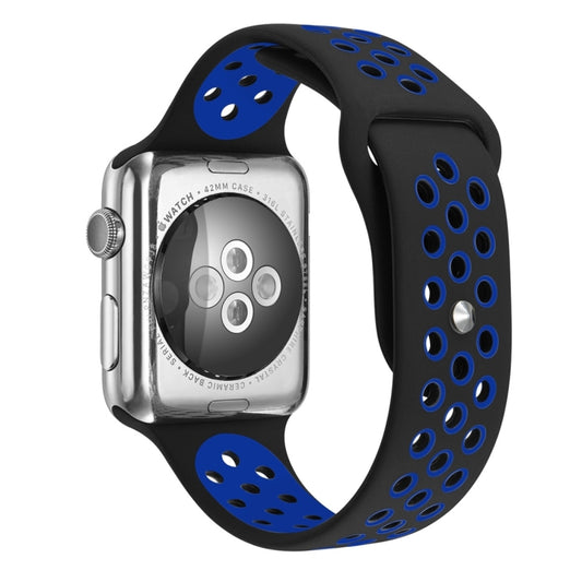 For Apple Watch Series 7 41mm / 6 & SE & 5 & 4 40mm / 3 & 2 & 1 38mm Sport Silicone Watch Band Standard Edition(Black Blue) by buy2fix