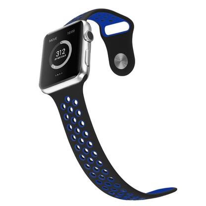 For Apple Watch Series 7 41mm / 6 & SE & 5 & 4 40mm / 3 & 2 & 1 38mm Sport Silicone Watch Band Standard Edition(Black Blue) by buy2fix