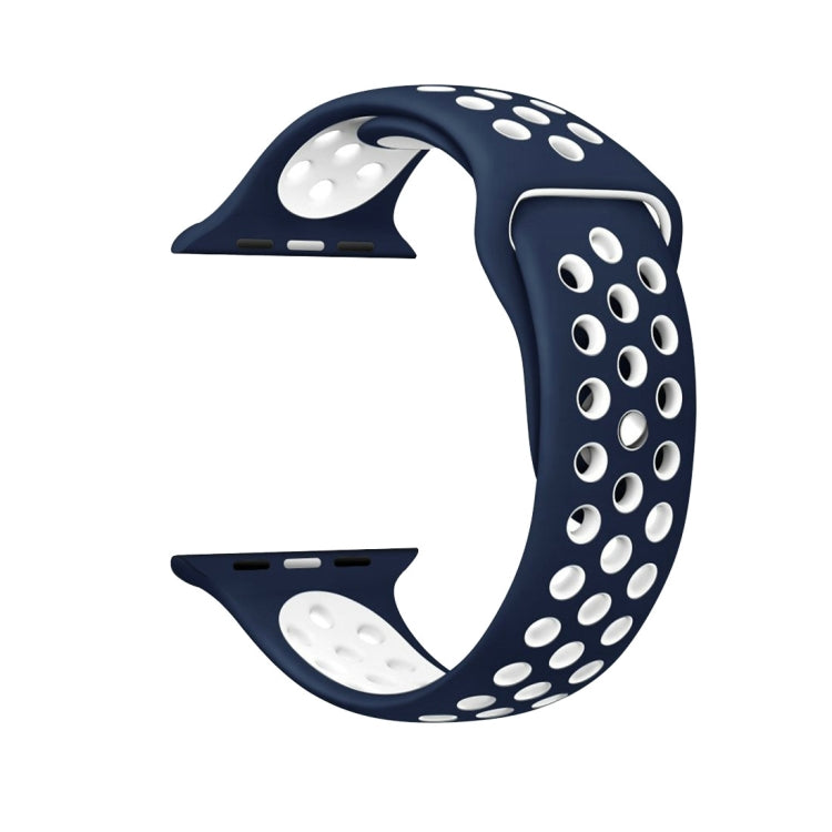 For Apple Watch Series 7 41mm / 6 & SE & 5 & 4 40mm / 3 & 2 & 1 38mm Sport Silicone Watch Band Standard Edition(Dark Blue White) by buy2fix