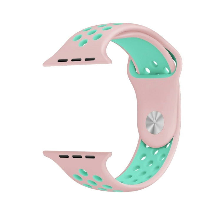 For Apple Watch Series 7 41mm / 6 & SE & 5 & 4 40mm / 3 & 2 & 1 38mm Sport Silicone Watch Band Standard Edition(Pink Green) by buy2fix