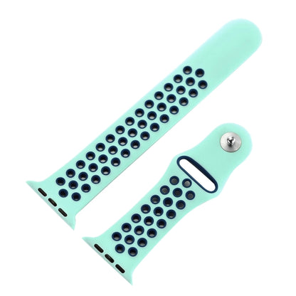 For Apple Watch Series 7 41mm / 6 & SE & 5 & 4 40mm / 3 & 2 & 1 38mm Sport Silicone Watch Band Standard Edition(Green Blue) by buy2fix