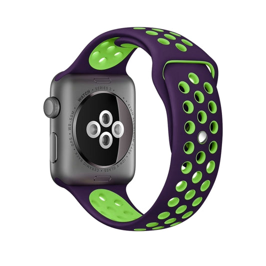 For Apple Watch Series 7 41mm / 6 & SE & 5 & 4 40mm / 3 & 2 & 1 38mm Sport Silicone Watch Band Standard Edition(Purple Green) by buy2fix