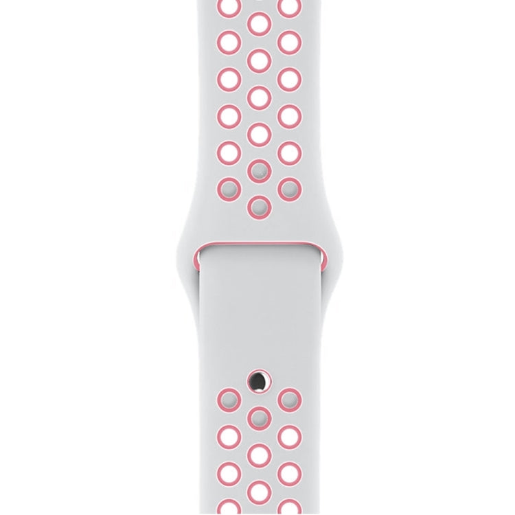 For Apple Watch Series 7 41mm / 6 & SE & 5 & 4 40mm / 3 & 2 & 1 38mm Sport Silicone Watch Band Standard Edition(White Pink) by buy2fix