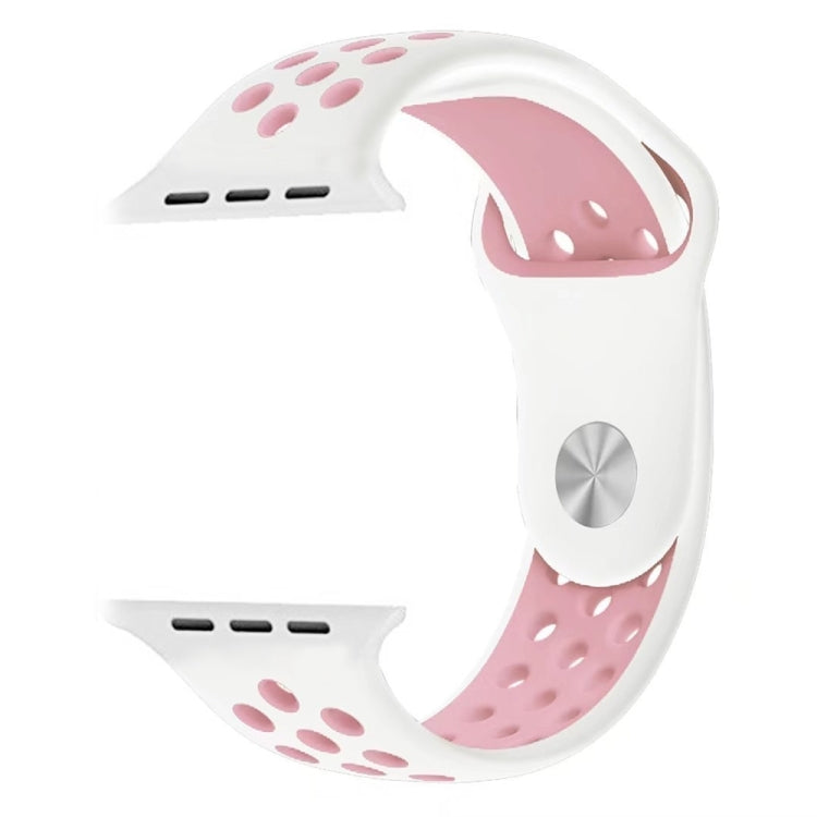 For Apple Watch Series 7 41mm / 6 & SE & 5 & 4 40mm / 3 & 2 & 1 38mm Sport Silicone Watch Band Standard Edition(White Pink) by buy2fix