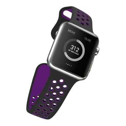 For Apple Watch Series 7 41mm / 6 & SE & 5 & 4 40mm / 3 & 2 & 1 38mm Sport Silicone Watch Band Standard Edition(Black Purple) - Watch Bands by buy2fix | Online Shopping UK | buy2fix