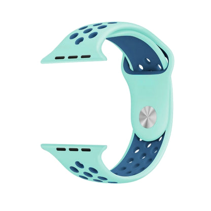 For Apple Watch Ultra 49mm&Watch Ultra 2 49mm / Series 9&8&7 45mm / SE 3&SE 2&6&SE&5&4 44mm / 3&2&1 42mm Sport Silicone Watch Band Standard Edition(Green Blue) by buy2fix