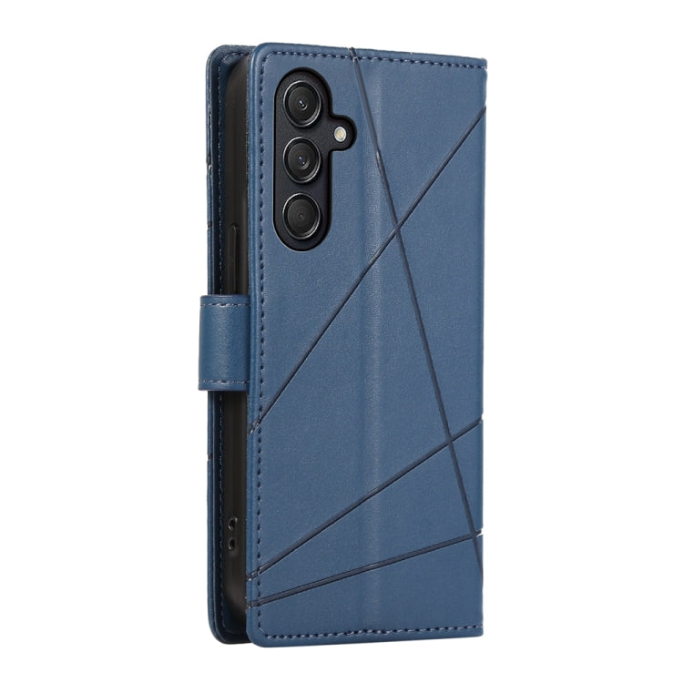 For Samsung Galaxy M55 PU Genuine Leather Texture Embossed Line Phone Case(Blue) by buy2fix