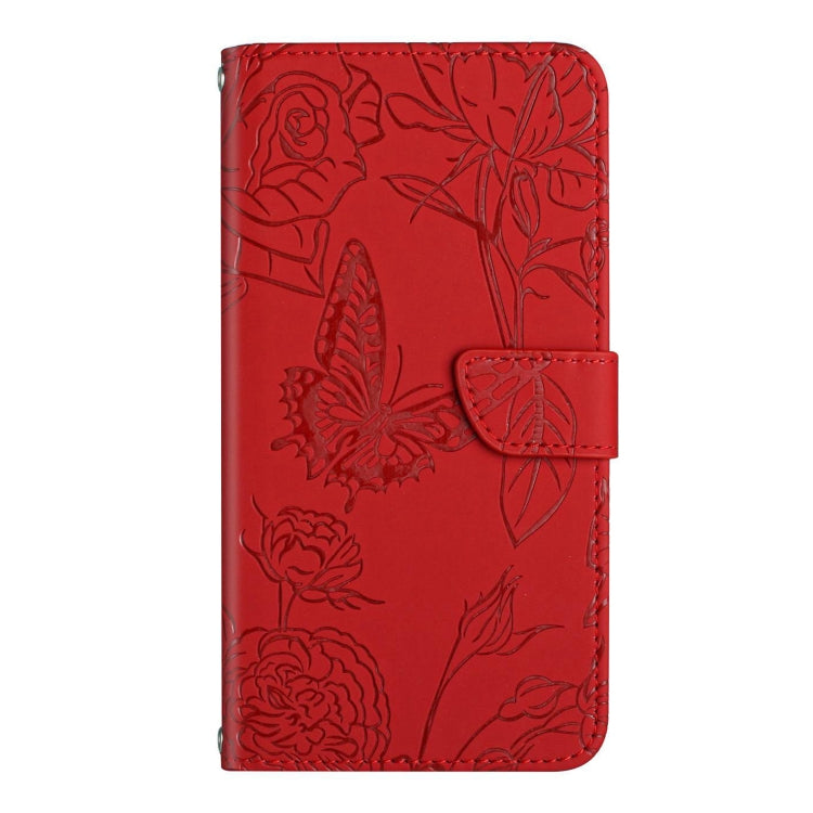 For Google Pixel 9 Pro XL Skin Feel Butterfly Embossed Flip Leather Phone Case(Red) - Google Cases by buy2fix | Online Shopping UK | buy2fix