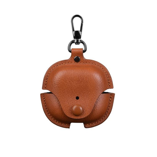 For Huawei FreeClip 2 Business Leather Earphone Protective Case with Hook(Light Brown)