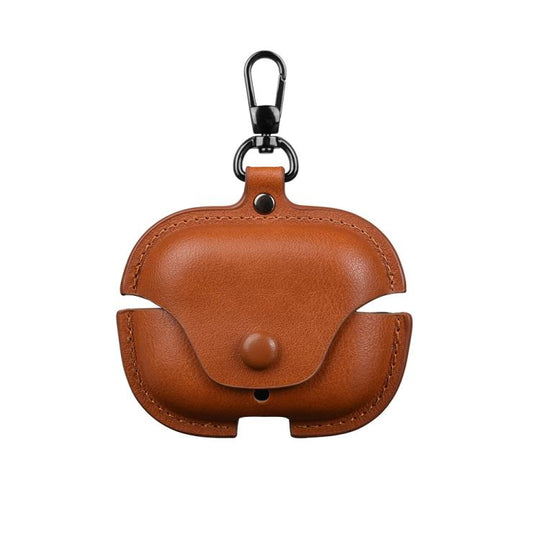 For Huawei FreeBuds SE 4 ANC Business Leather Earphone Protective Case with Hook(Light Brown)