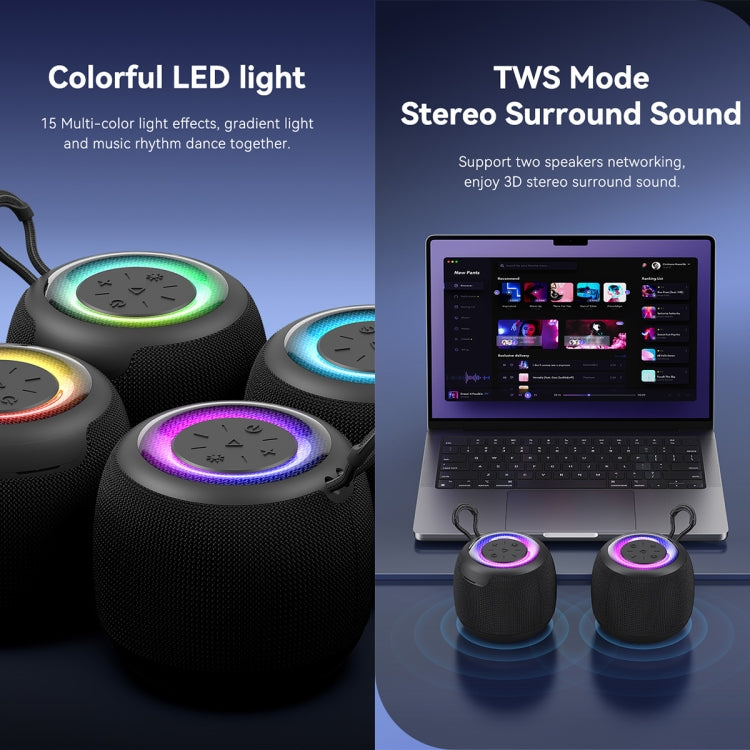 USAMS US-YX014 Yinya Series Mini Wireless Bluetooth Speaker(Black) - Mini Speaker by USAMS | Online Shopping UK | buy2fix