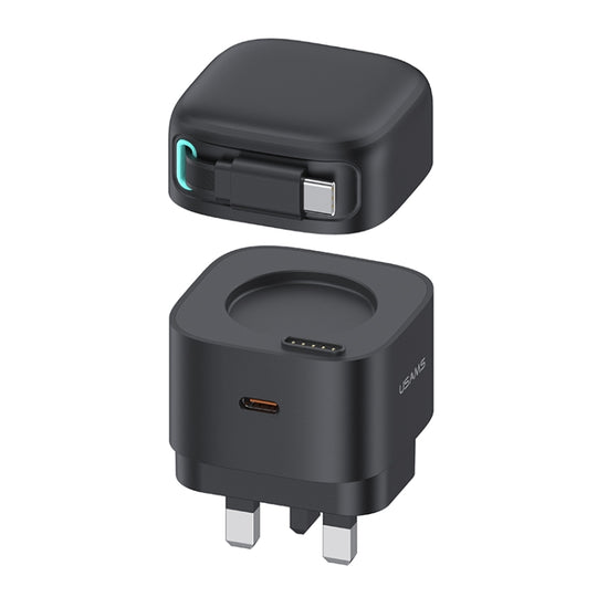 USAMS US-CC204 SMF Series PD35W Dual Type-C Port GaN Fast Charger, UK Plug(Black)