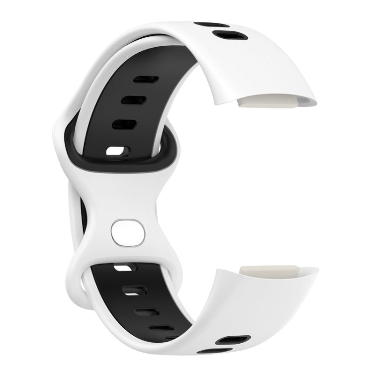 For Fitbit Charge 6 Two Color Silicone Watch Band(White Black) - Watch Bands by buy2fix | Online Shopping UK | buy2fix