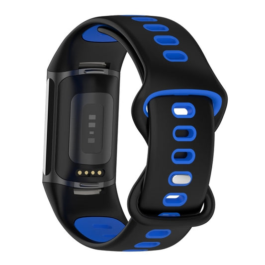 For Fitbit Charge 6 Two Color Silicone Watch Band(Black Blue) by buy2fix