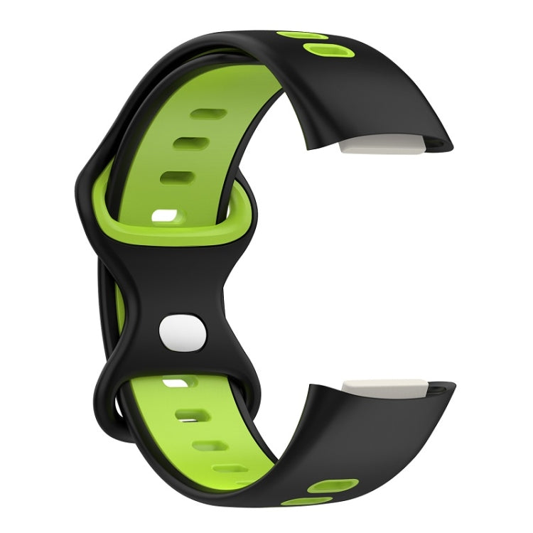 For Fitbit Charge 6 Two Color Silicone Watch Band(Black Lime) - Watch Bands by buy2fix | Online Shopping UK | buy2fix