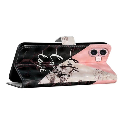 For iPhone 16 Oil Embossed 3D Drawing Leather Phone Case(Stitching Marble) - iPhone 16 Cases by buy2fix | Online Shopping UK | buy2fix