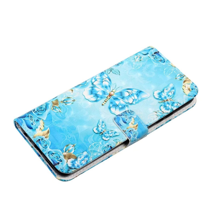 For iPhone 16 Oil Embossed 3D Drawing Leather Phone Case(Blue Butterflies) - iPhone 16 Cases by buy2fix | Online Shopping UK | buy2fix