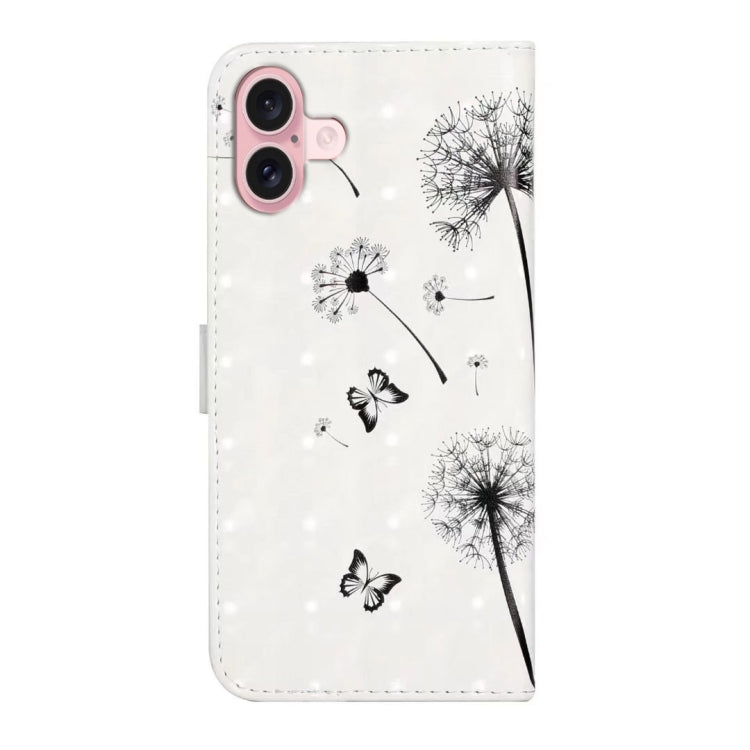 For iPhone 16 Oil Embossed 3D Drawing Leather Phone Case(Couple Dandelion) - iPhone 16 Cases by buy2fix | Online Shopping UK | buy2fix