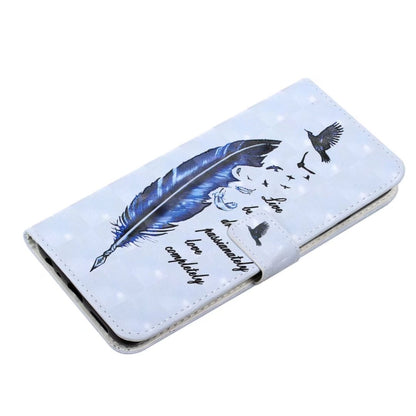 For iPhone 16 Oil Embossed 3D Drawing Leather Phone Case(Blue Feather) - iPhone 16 Cases by buy2fix | Online Shopping UK | buy2fix