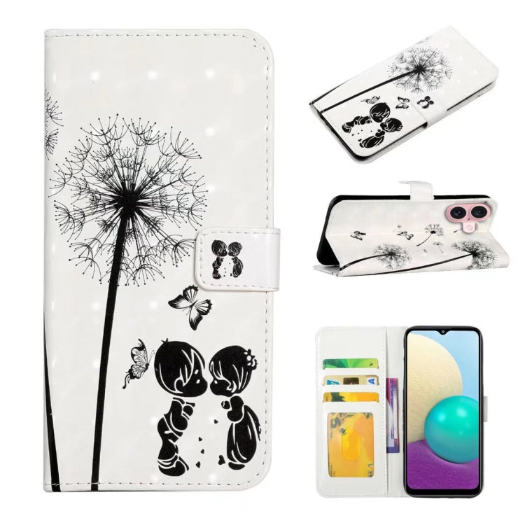 For iPhone 16 Plus Oil Embossed 3D Drawing Leather Phone Case(Couple Dandelion) - iPhone 16 Plus Cases by buy2fix | Online Shopping UK | buy2fix