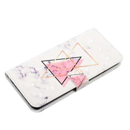 For iPhone 16 Plus Oil Embossed 3D Drawing Leather Phone Case(Triangular Marble) - iPhone 16 Plus Cases by buy2fix | Online Shopping UK | buy2fix