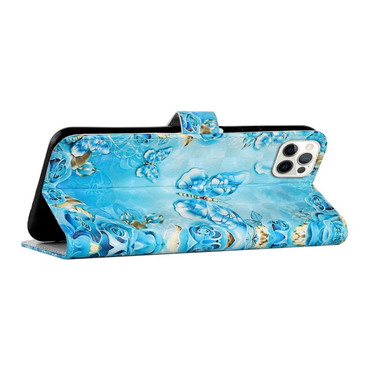 For iPhone 16 Pro Oil Embossed 3D Drawing Leather Phone Case(Blue Butterflies) - iPhone 16 Pro Cases by buy2fix | Online Shopping UK | buy2fix